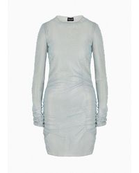 Giorgio Armani - Short Knit Dress With All-over Crystals - Lyst