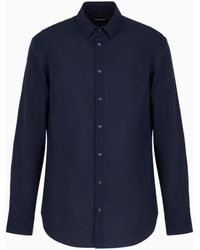 Giorgio Armani - Camisa Regular Fit De Sirsaca De Algodón - Lyst