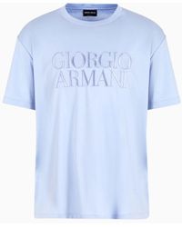 Giorgio Armani - Camiseta De Cuello Redondo De Interlock De Algodón Puro - Lyst