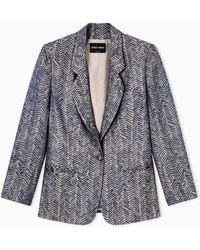 Giorgio Armani - Single-Breasted Jacket Made From A Chevron Viscose Jacquard - Lyst