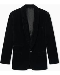 Giorgio Armani - Single-Breasted Velvet Blazer With One-Button Closure - Lyst