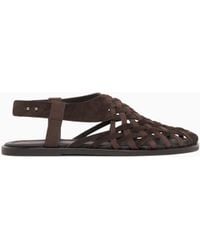 Giorgio Armani - Woven Suede And Nubuck Sandals - Lyst
