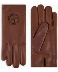 Giorgio Armani - Nappa Leather Gloves With Embroidered Logo - Lyst
