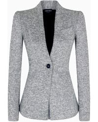 Giorgio Armani - Chaqueta De Abotonadura Sencilla De Punto De Viscosa Con Elaboración En Tejido Jacquard A Rayas - Lyst