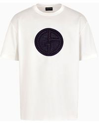 Giorgio Armani - T-shirt Mit Rundhalsausschnitt Aus Reinem Baumwoll-interlock - Lyst
