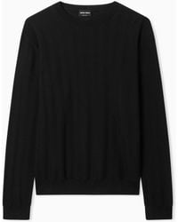 Giorgio Armani - Chevron Silk And Cotton Crew-Neck Jumper - Lyst
