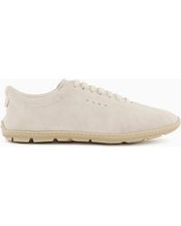 Giorgio Armani - Low-Top Suede Lace-Up Sneakers With Rubber Sole - Lyst