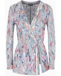 Giorgio Armani - Long Tulle Jacket With All-over Embroidery - Lyst
