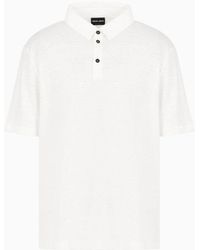 Giorgio Armani - Short-sleeved Polo Shirt In Pure Linen Jersey - Lyst