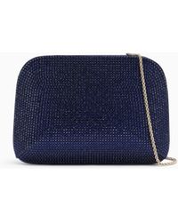 Giorgio Armani - Satin And Silk Clutch With Rhinestones And Chain Shoulder Strap - Lyst
