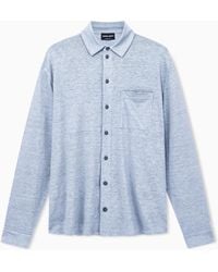 Giorgio Armani - Camisa De Manga Larga De Jersey De Lino Jaspeado - Lyst