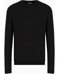Giorgio Armani - Long-sleeved Crew-neck Jumper In Silk And Cotton - Lyst