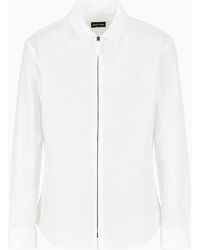 Giorgio Armani - Zipped Cotton-seersucker Shirt - Lyst