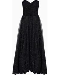 Giorgio Armani - Tulle Bustier Long Dress With Rhinestone Embroidery - Lyst