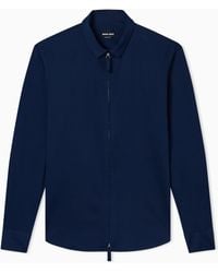 Giorgio Armani - Zip-Up Cotton Jersey Shirt With Snap-Button Cuffs - Lyst