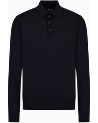 Giorgio Armani - Polo À Manches Longues En Laine Vierge - Lyst