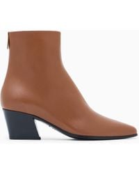 Giorgio Armani - Stiefeletten Mit Absatz Aus Glattem Leder - Lyst
