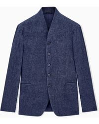Giorgio Armani - Blazer Regular Fit Denim-Effect Froissé Wool Silk Cashmere - Lyst