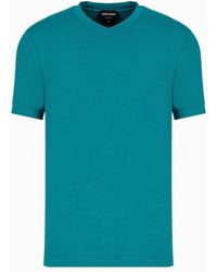 Giorgio Armani - Stretch Viscose Jersey V-neck Icon T-shirt - Lyst