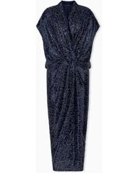 Giorgio Armani - Embroidered Dress With Dropped Shoulders And Sequin Beads - Lyst