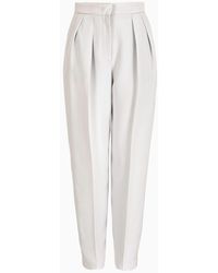 Giorgio Armani - Two-dart Trousers In Silk And Linen - Lyst