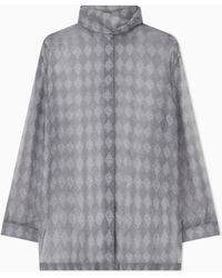Giorgio Armani - Silk Chiffon Turtleneck Blouse With Argyle Print - Lyst