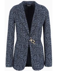 Giorgio Armani - Single-breasted Jacket In Viscose Jacquard And Jersey Cashmere - Lyst