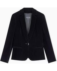 Giorgio Armani - Single-Breasted Velvet Jacket With Jewel Button Detail - Lyst
