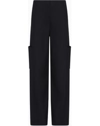 Giorgio Armani - Pantalones Rectos De Punto De Lana Doble - Lyst