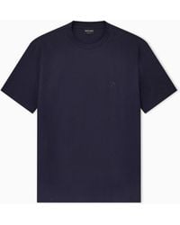 Giorgio Armani - T-Shirt Cashmere E Cotone Girocollo Con Logo - Lyst