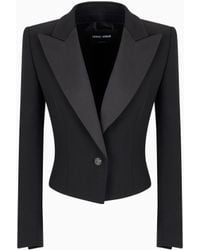Giorgio Armani - Glitter Silk-Cady Single-Breasted Short Jacket - Lyst