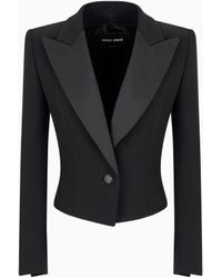 Giorgio Armani - Glitter Silk-Cady Single-Breasted Short Jacket - Lyst