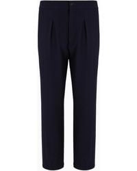 Giorgio Armani - Single-Pleat, Virgin Wool And Seersucker Cashmere Trousers - Lyst