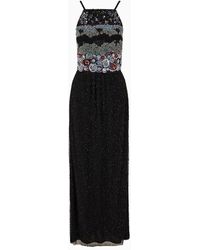 Giorgio Armani - Long Dress With Multicoloured Embroidery - Lyst
