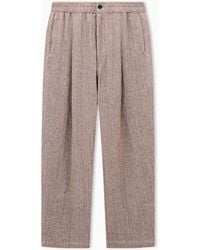 Giorgio Armani - Mouliné Linen And Silk Jacquard Single-Pleat Trousers - Lyst