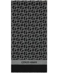 Giorgio Armani - Wool Scarf With Jacquard Monogram - Lyst