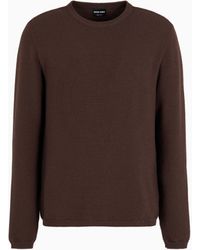 Giorgio Armani - Virgin-Wool Blend Crew-Neck Jumper With Jacquard Logo - Lyst