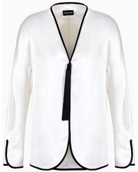 Giorgio Armani - Draped Shirt With Zip In Double-sided Silk Satin - Lyst