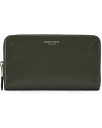 Giorgio Armani - Cartera La Prima Con Cremallera Perimetral De Piel Graneada - Lyst