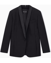Giorgio Armani - Chaqueta De Esmoquin En Cady De Seda Y Cuello Chal De Satén - Lyst