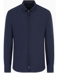 Giorgio Armani - Zipped, Cotton-Seersucker Shirt - Lyst