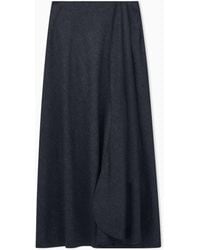 Giorgio Armani - Skirt Long Flannel Wool And Cashmere With Side Drape - Lyst