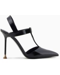 Giorgio Armani - Brushed Leather T-bar Court Shoes With Bow - Lyst