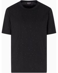 Giorgio Armani - Camiseta En Punto De Algodón Pima Con Cuello Redondo Y Strass Giorgio's - Lyst