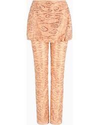 Giorgio Armani - Trousers With Embroidered Silk And Viscose Panel - Lyst