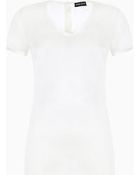 Giorgio Armani - Bluse Aus Seidencharmeuse Mit V-Ausschnitt - Lyst