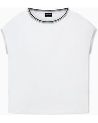 Giorgio Armani - Blouse Regular Fit Heavy Washed Silk Ribbed Crew Neck - Lyst
