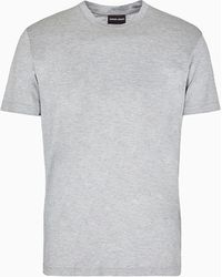 Giorgio Armani - T-shirt En Jersey Rasé De Soie Et Coton Mélangés - Lyst