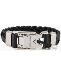 Giorgio Armani - Woven-leather Bracelet - Lyst