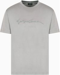 Giorgio Armani - Camiseta En Interlock De Algodón Puro Con Logotipo De La Firma - Lyst